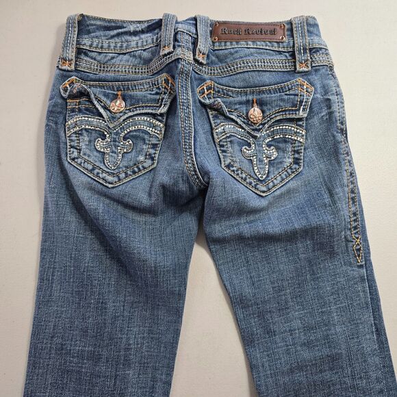 Rock Revival Jeans Women's 25 Blue Medium Wash Debbie Straight Leg - Picture 15 of 16